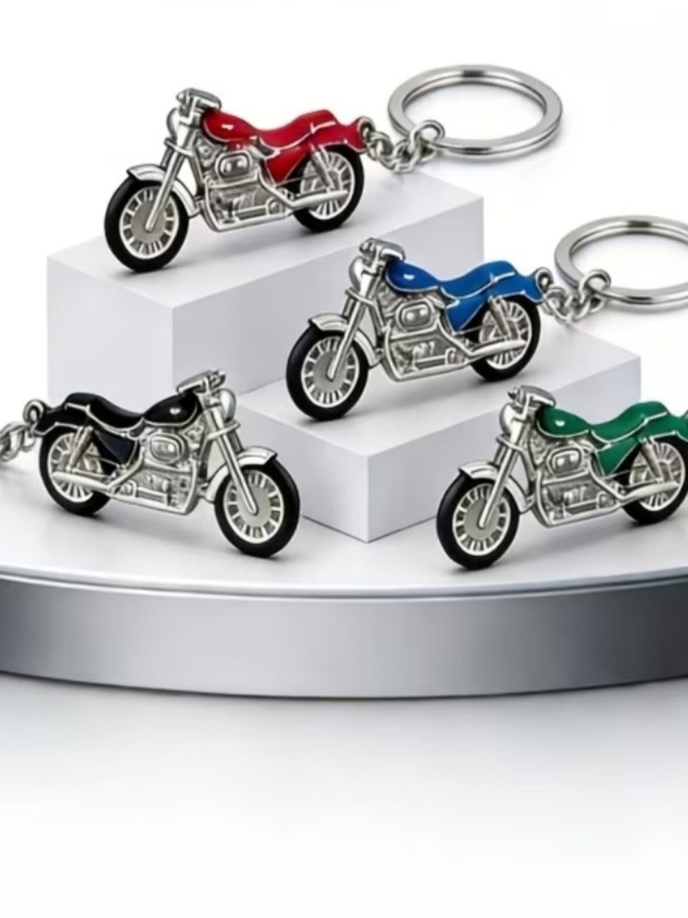 Motorcycle Keychain Set - Red, Blue, Black, Green